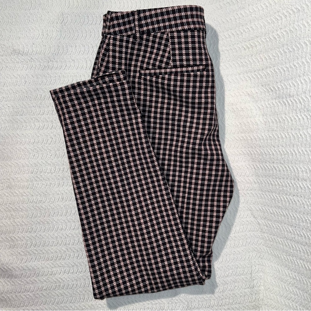 Express Black and Pink Houndstooth Skinny Pants